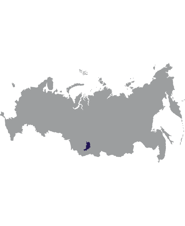 Landkaart Rusland grijs met republiek Chakassië donkerblauw op transparante achtergrond - 600 * 733 pixels